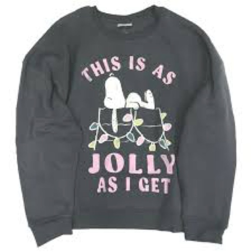 Peanuts Snoopy "This Is As Jolly As I Get" Christmas Sweatshirt - Picture 1 of 3